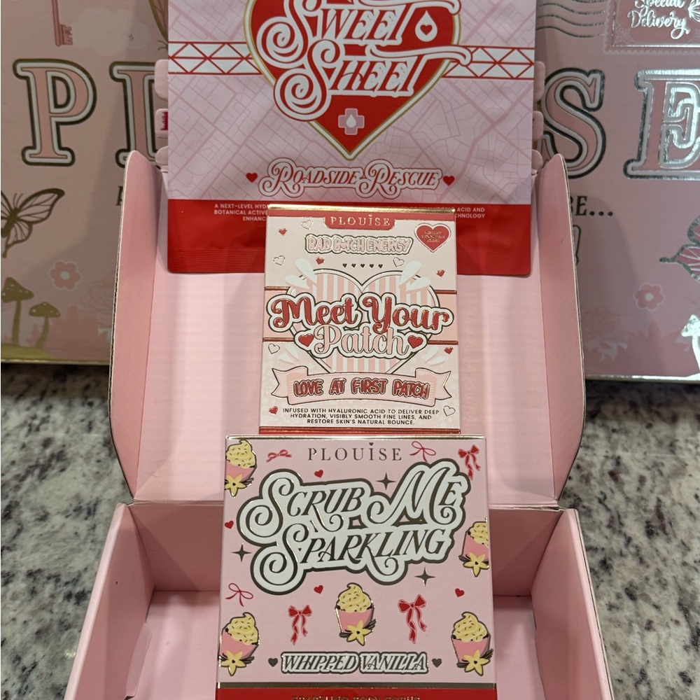 P.Louise Pink & Red Bundle…Body Scrub, under eye patches, sheet mask. New items - Picture 2 of 16